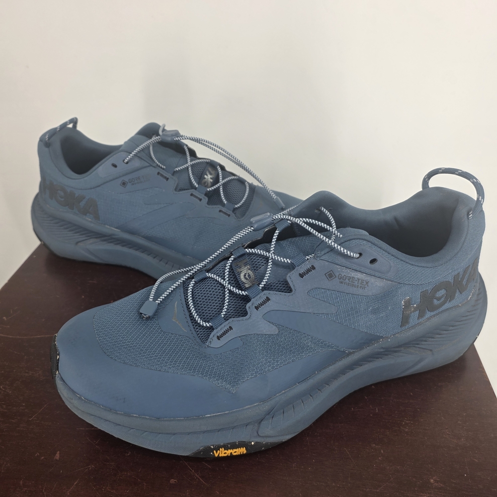 Hoka One One Transport GTX 1133957-GXY Mens 12D Sneaker Blue Toggle Lace Shoes